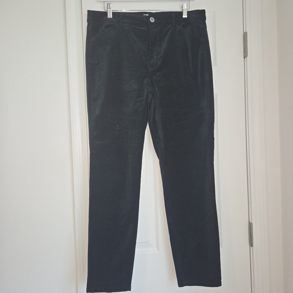 J. Jill Corduroy Pants Womens 14 Green Velvet Micro Cord Slim Straight